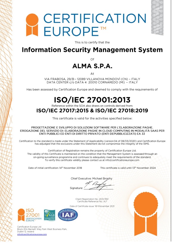 Certificato ISO/IEC 27001 (1)